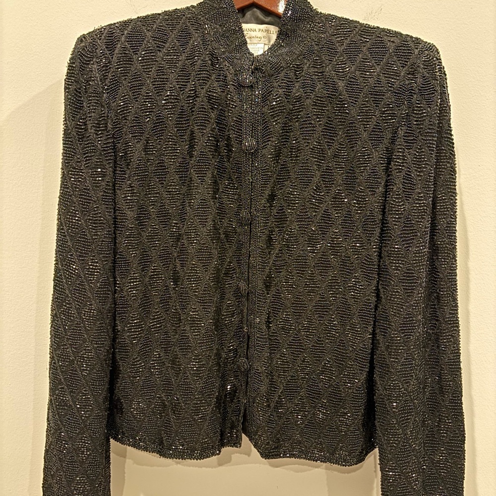 Adrianna Papell Black Sequin Evening Jacket